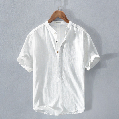 Nathan | Heren Blouse | Linnen Overhemd Korte Mouwen