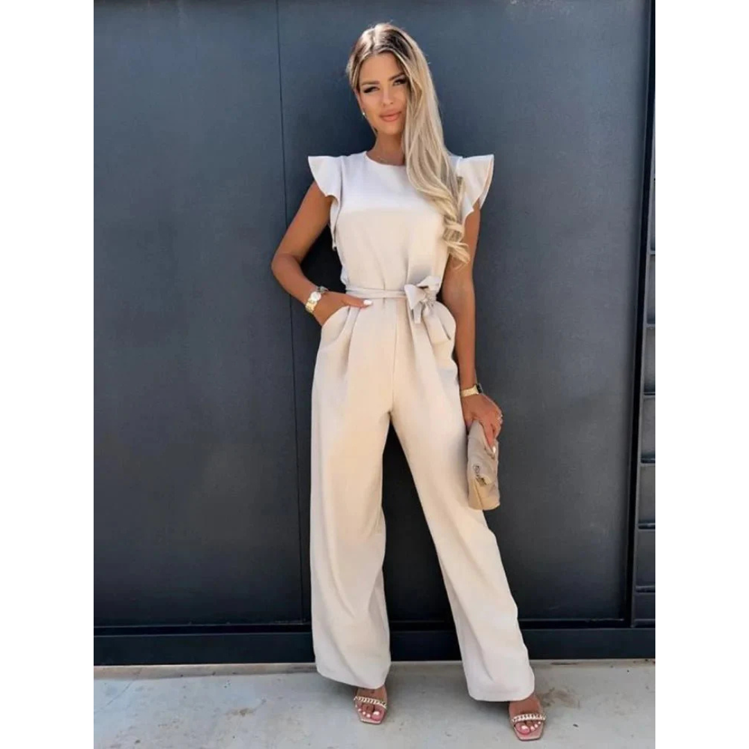 Danique | Dames Jumpsuit met Ruches Mouwen en Zakken