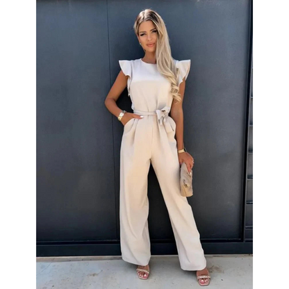 Danique | Dames Jumpsuit met Ruches Mouwen en Zakken
