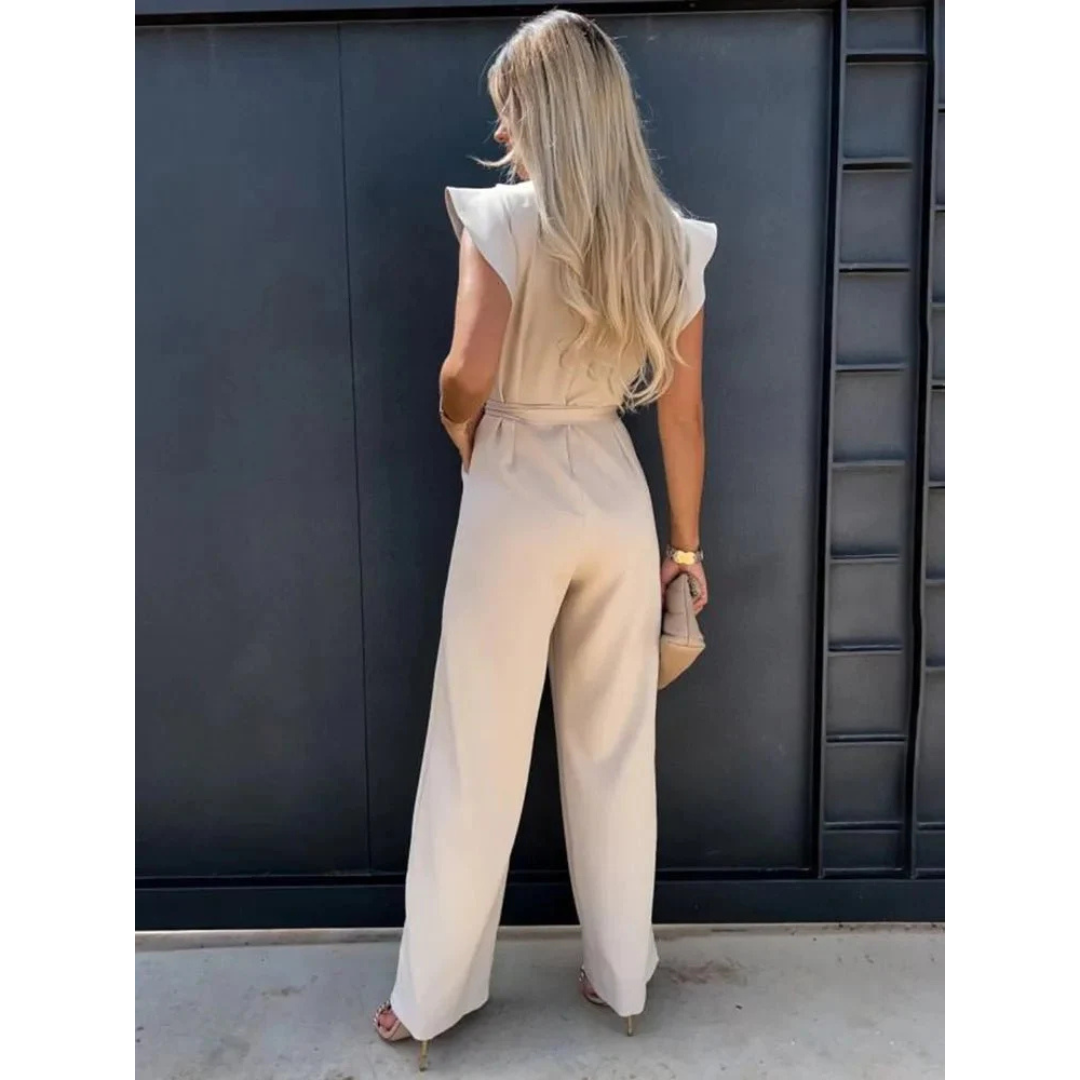 Danique | Dames Jumpsuit met Ruches Mouwen en Zakken