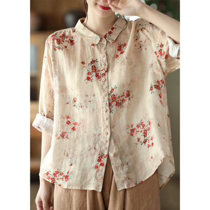 Annabel | Dames Blouse met Bloemenprint en Afgeronde Kraag