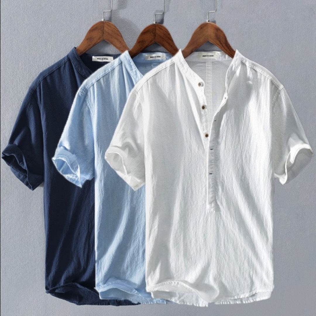 Nathan | Heren Blouse | Linnen Overhemd Korte Mouwen