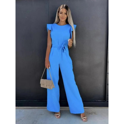 Danique | Dames Jumpsuit met Ruches Mouwen en Zakken