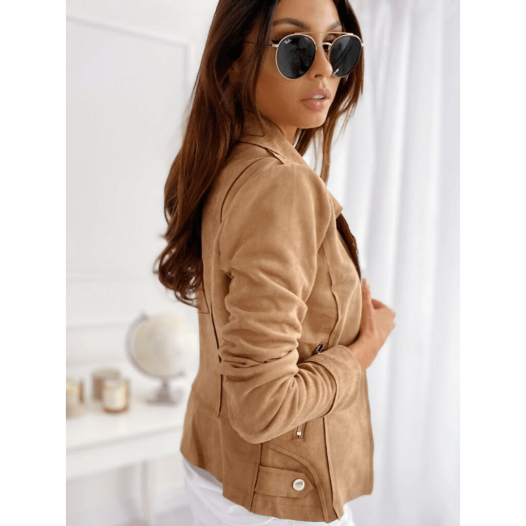 Lente | Dames Vintage Suède Motor Jack met Zakken