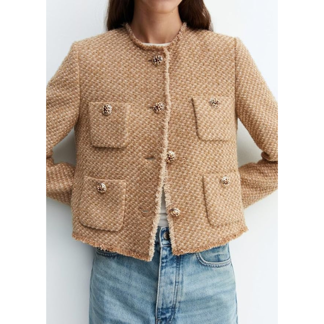 Zara | Dames Wollen Jas met Knoopsluiting en Gouden Details