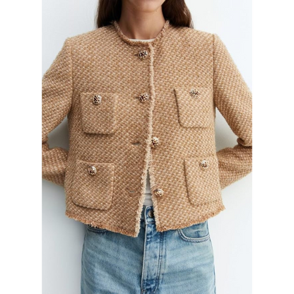 Zara | Dames Wollen Jas met Knoopsluiting en Gouden Details