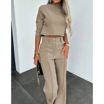 Bregje | Dames Set met Cropped Top en Broek met Wijde Pijpen