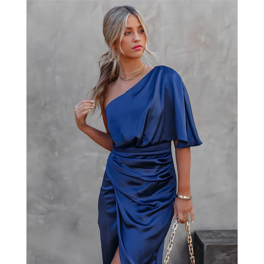 Clarissa | Dames Satijnen Bodycon Jurk | Midi met Split