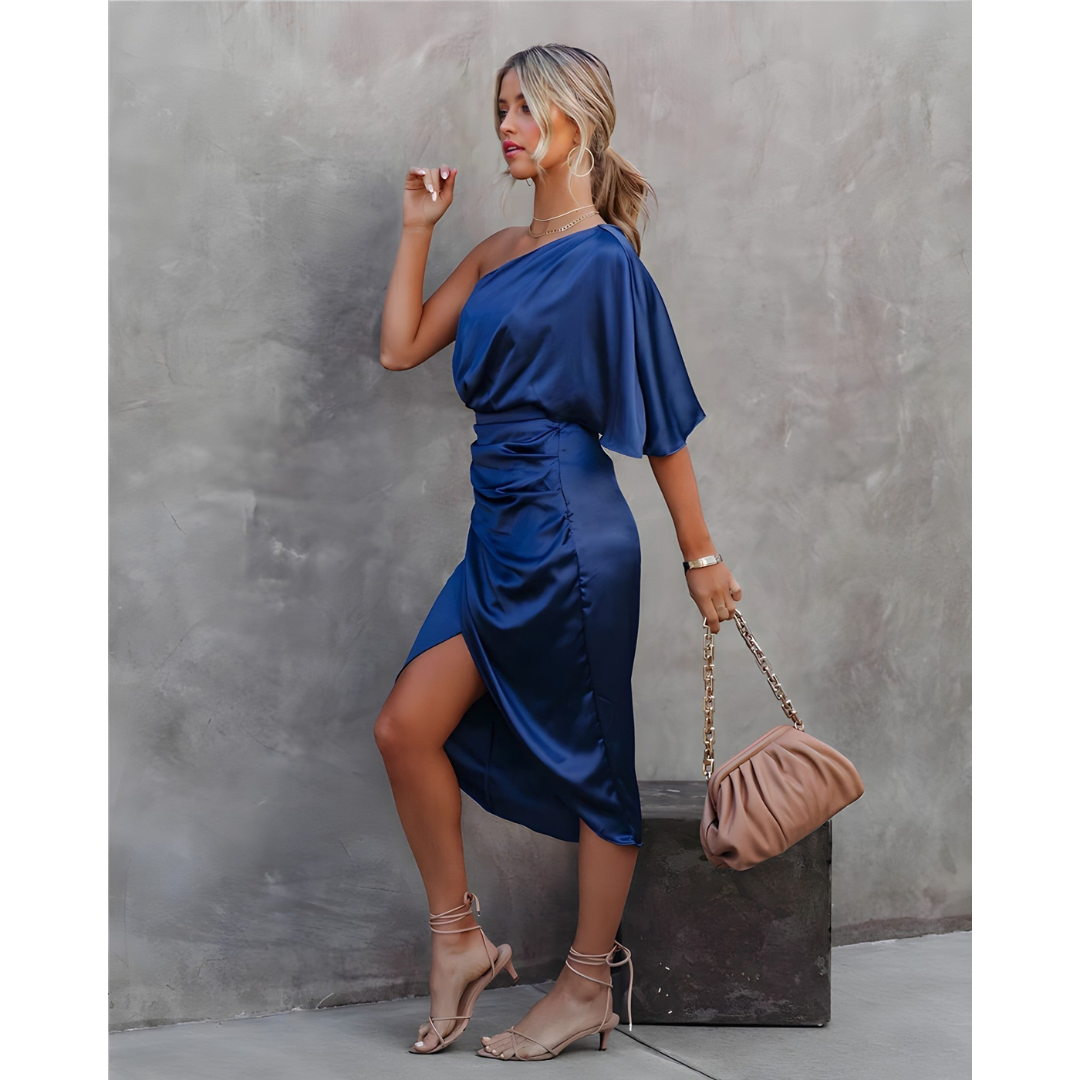 Clarissa | Dames Satijnen Bodycon Jurk | Midi met Split