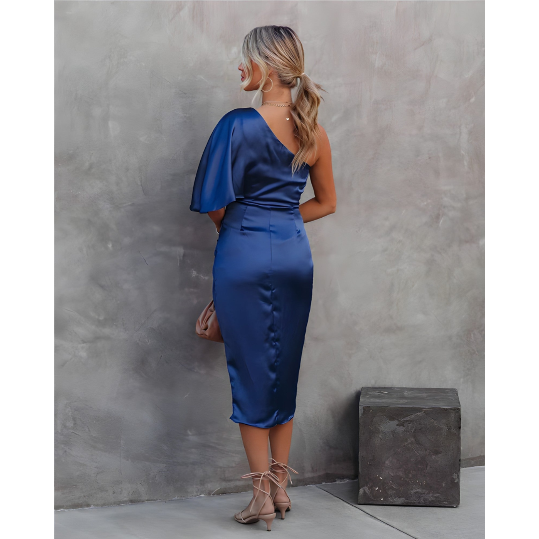Clarissa | Dames Satijnen Bodycon Jurk | Midi met Split