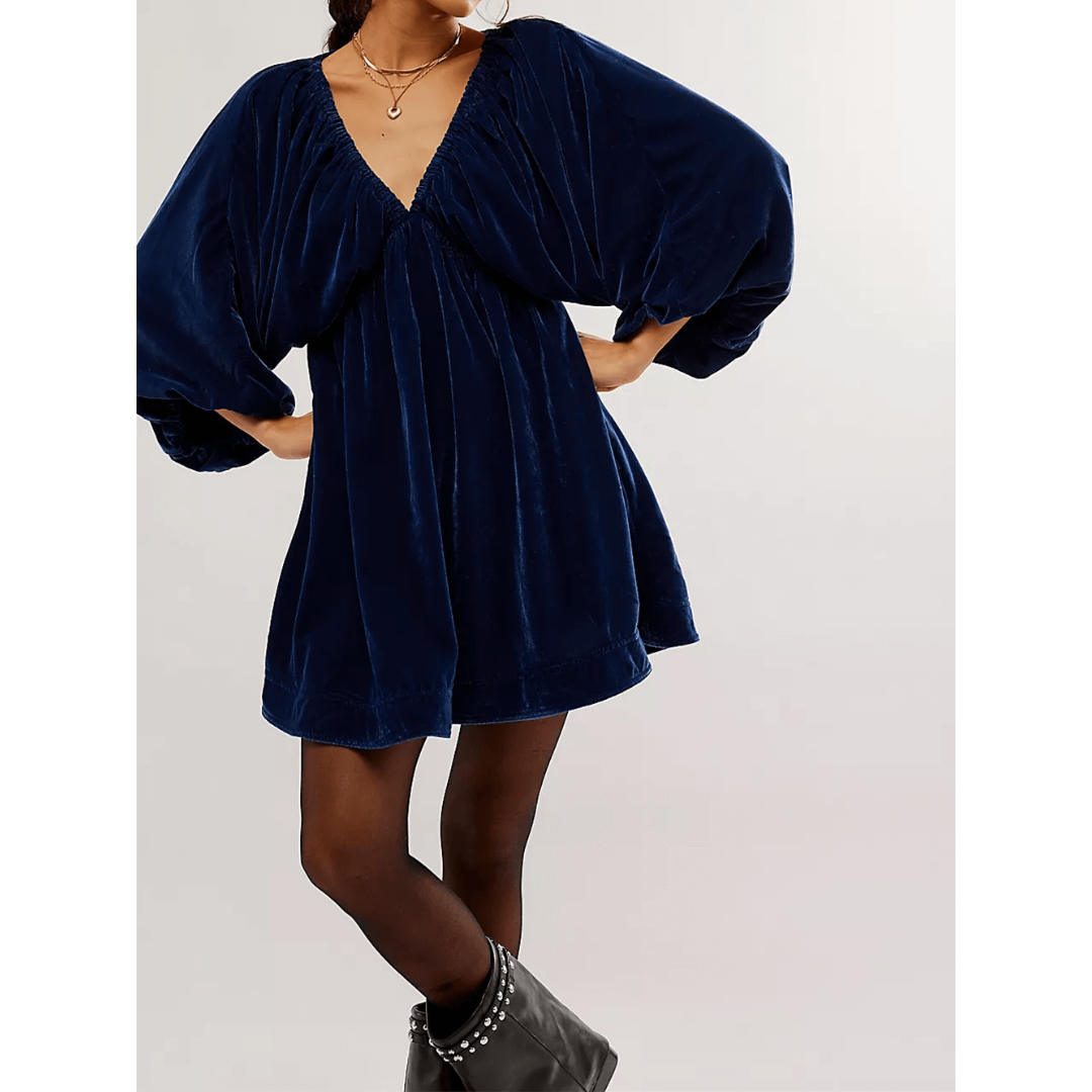 Bo | Dames Fluwelen Jurk | Mini met V-hals