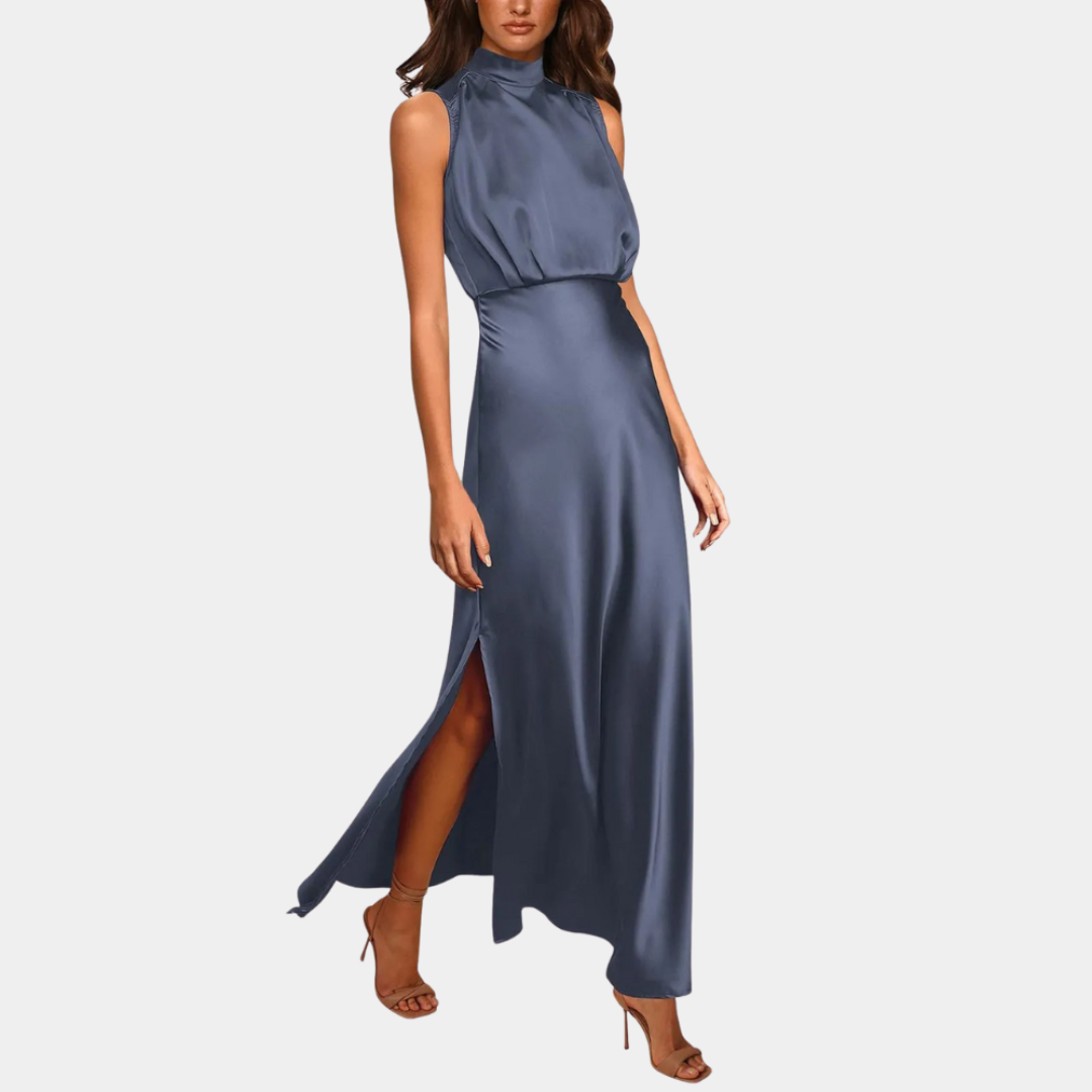 Merle | Dames Satijnen Jurk | Maxi met Zijsplit