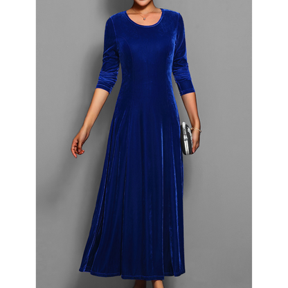 Sara | Dames Jurk met Lange Mouwen | Midi met Ronde Hals
