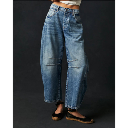 Britt | Dames Spijkerbroek | Wijde Pijpen & Stretch Denim