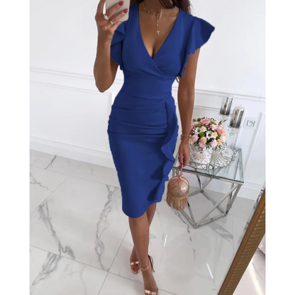 Elisa | Dames Mouwloze Bodycon Jurk | Midi-Jurk van Luxe Stretchstofaterial