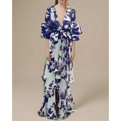 Elodie | Dames Chiffon Jurk | Maxi met Strikceintuur