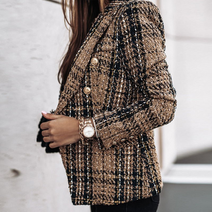 Tirza | Dames Geruite Blazer met Revers en Knopen