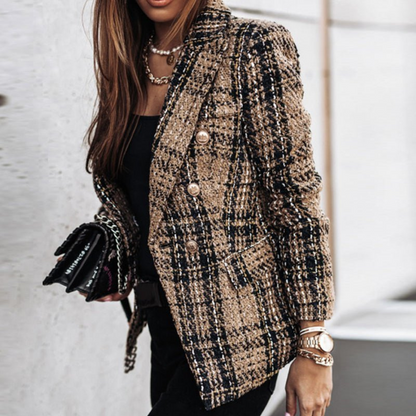 Tirza | Dames Geruite Blazer met Revers en Knopen
