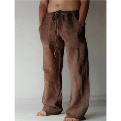 Sebas | Heren Wijde Linnen Broek | Ademend met Elastische Tailleband