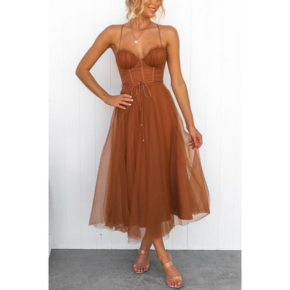 Jente | Dames Zomerjurk | Maxi met Corset & Mesh Bandjes