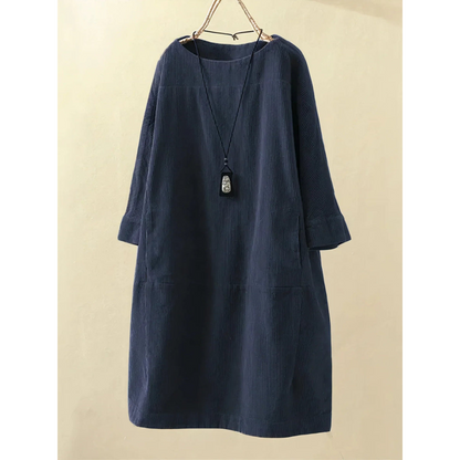 Hannah | Dames Corduroy Jurk | Midi met Zakken