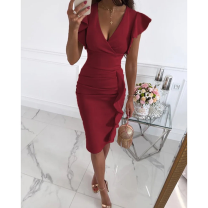 Elisa | Dames Mouwloze Bodycon Jurk | Midi-Jurk van Luxe Stretchstofaterial