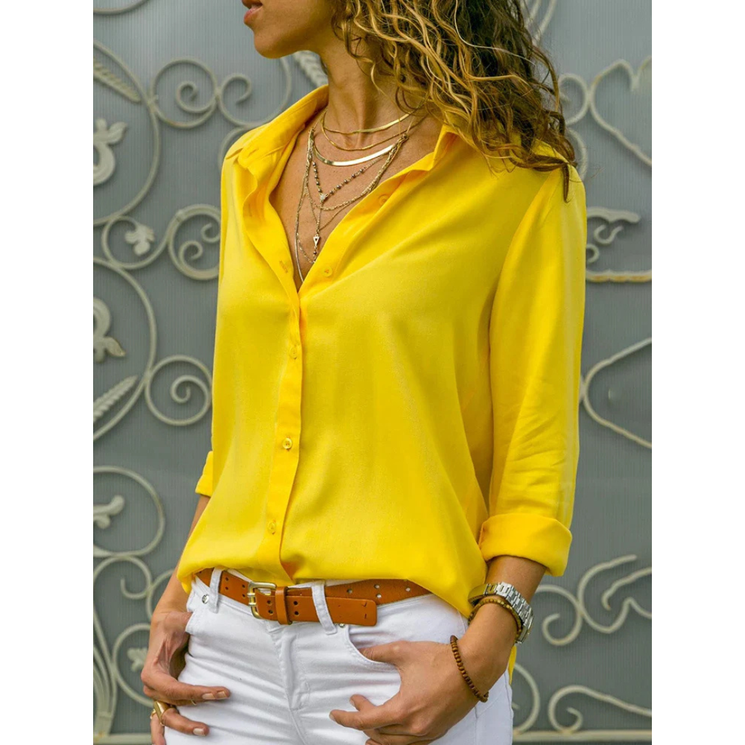 Elianne | Dames Chique Losse Blouse met Knoopsluiting en Lange Mouwen