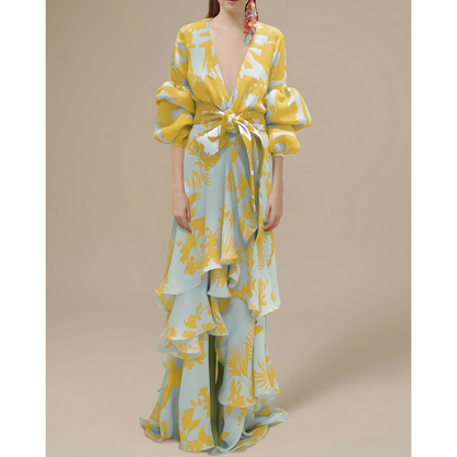 Elodie | Dames Chiffon Jurk | Maxi met Strikceintuur