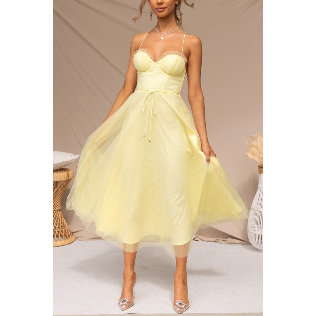 Jente | Dames Zomerjurk | Maxi met Corset & Mesh Bandjes