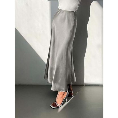 Amelie | Dames Satijnen Midirok met Elastische Taille | Satijnen Rok