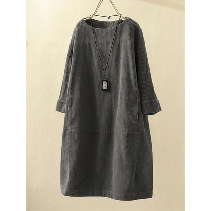 Hannah | Dames Corduroy Jurk | Midi met Zakken