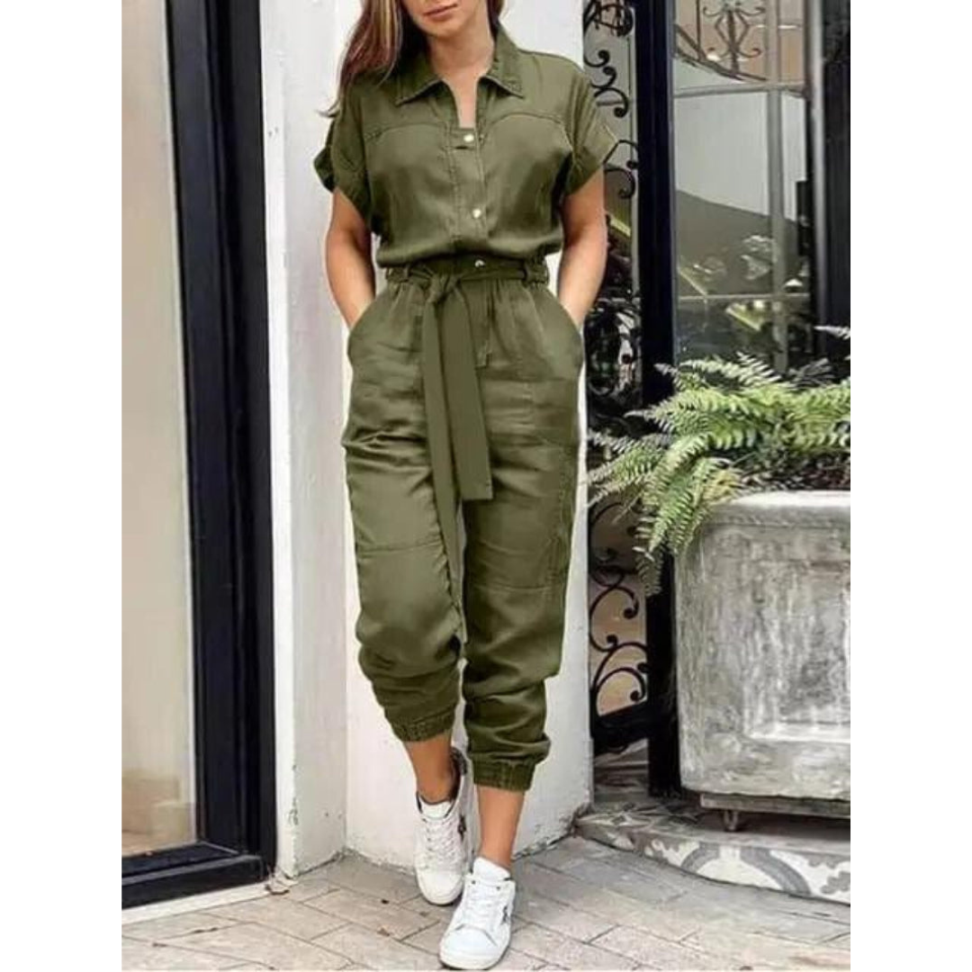 Jill | Dames Cargo Jumpsuit met Trekkoord en Zakken