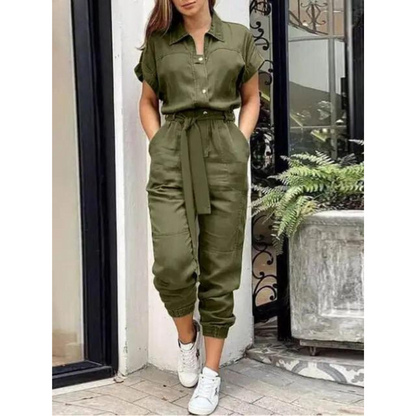 Jill | Dames Cargo Jumpsuit met Trekkoord en Zakken