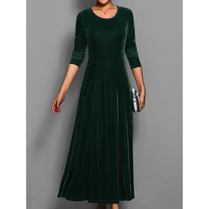 Sara | Dames Jurk met Lange Mouwen | Midi met Ronde Hals