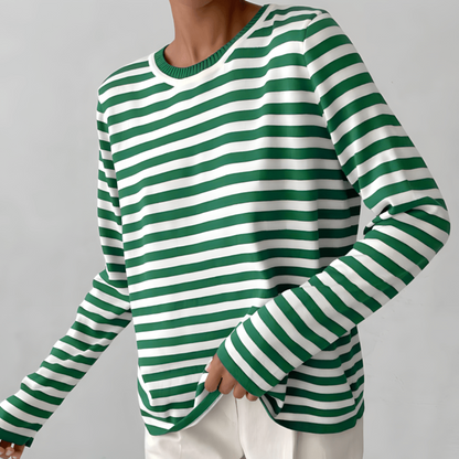Elin | Dames Gestreepte Longsleeve met Ronde Hals