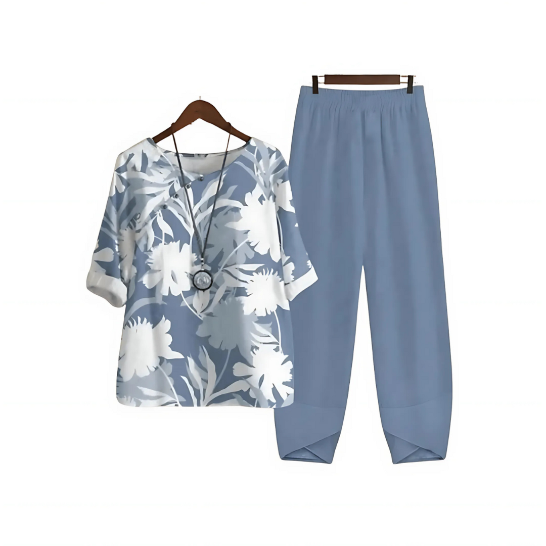 Bente | Dames 2-Delige Set met Gedrukte Blouse en Losse Broek