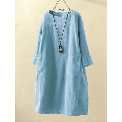 Hannah | Dames Corduroy Jurk | Midi met Zakken