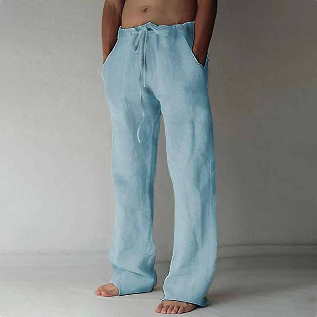 Sebas | Heren Wijde Linnen Broek | Ademend met Elastische Tailleband