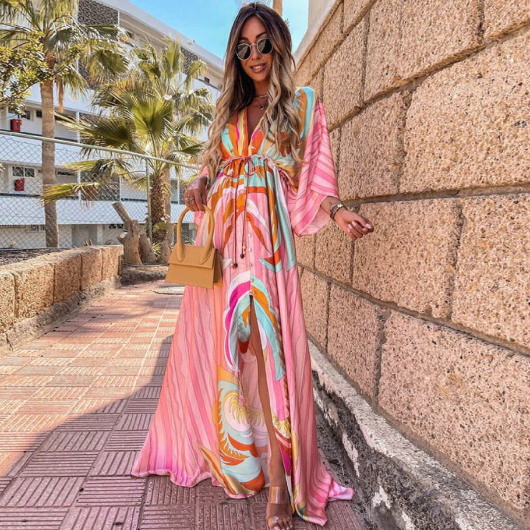 Indy | Dames Kimono Strand Jurk | Maxi met V-hals