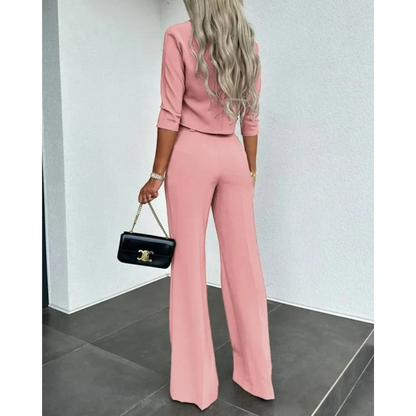 Bregje | Dames Set met Cropped Top en Broek met Wijde Pijpen