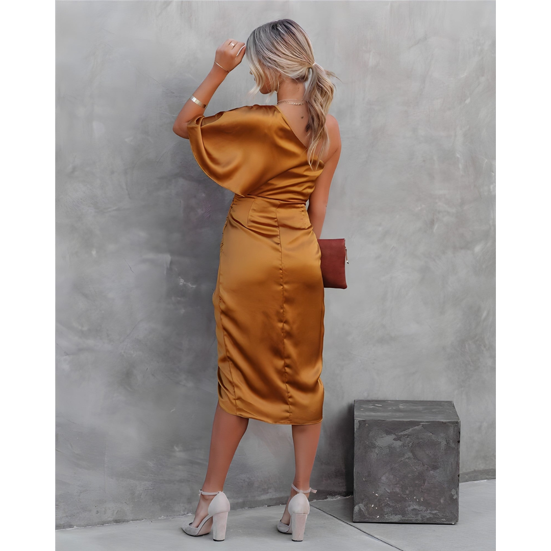 Clarissa | Dames Satijnen Bodycon Jurk | Midi met Split