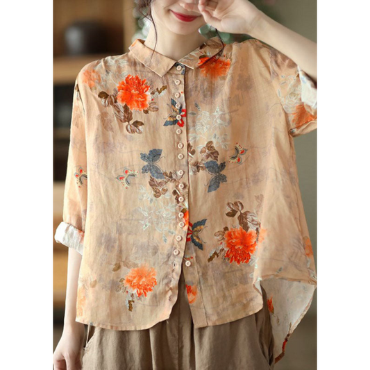 Annabel | Dames Blouse met Bloemenprint en Afgeronde Kraag