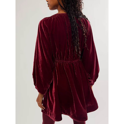 Bo | Dames Fluwelen Jurk | Mini met V-hals