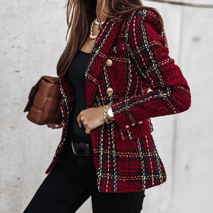 Tirza | Dames Geruite Blazer met Revers en Knopen