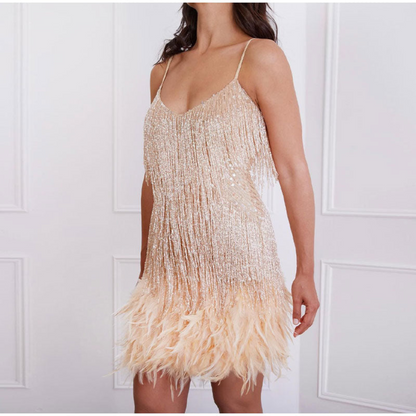 Lieve | Dames Cocktailjurk met Franjes | Mini Jurk voor Feesten en Gala's