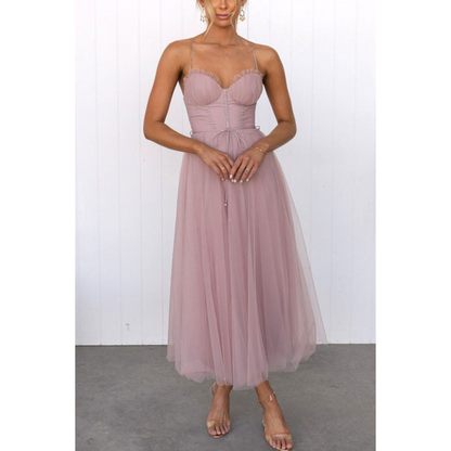 Jente | Dames Zomerjurk | Maxi met Corset & Mesh Bandjes
