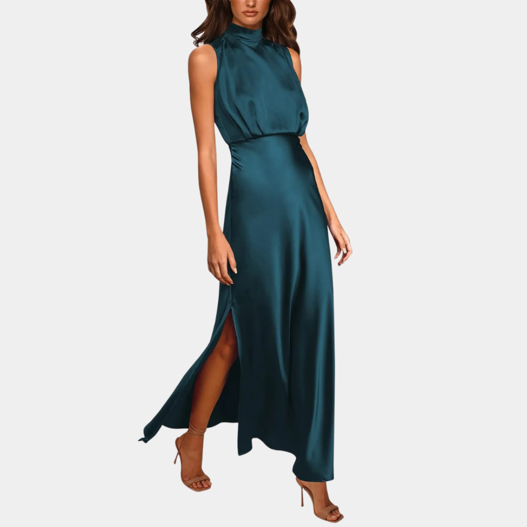 Merle | Dames Satijnen Jurk | Maxi met Zijsplit