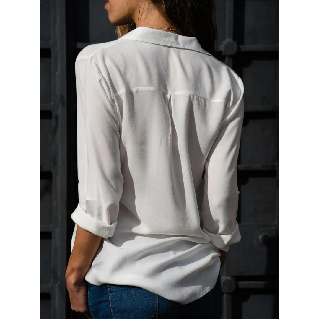 Elianne | Dames Chique Losse Blouse met Knoopsluiting en Lange Mouwen
