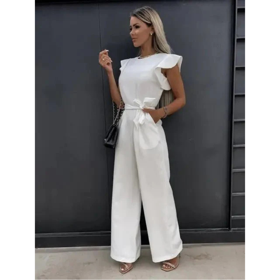Danique | Dames Jumpsuit met Ruches Mouwen en Zakken