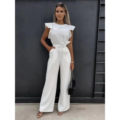 Danique | Dames Jumpsuit met Ruches Mouwen en Zakken